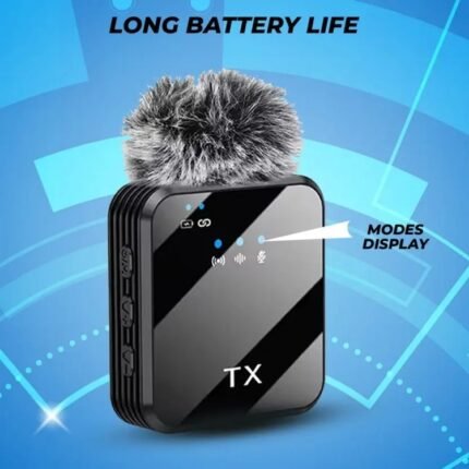 A single Arena Mic TX unit highlighting its long battery life.