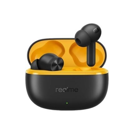 Open Realme Buds T110 case showing the earbuds.